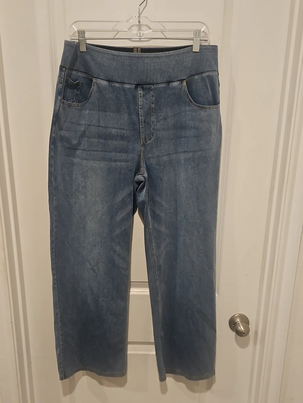 High-Waisted Wide Leg Jeans in Light Denim Blue XL Petite - Picture 3 of 10
